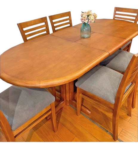 Juego De Comedor En Madera Extensible 6 Sillas- Mesas Madera