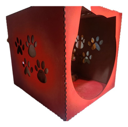 Casita De Juego Y Cama Para Mascota Gatitos En Mdf Calada