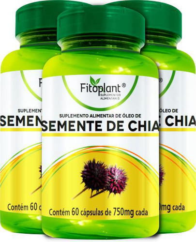 Kit Óleo Chia 500mg 60 Capsulas 3 Potes Premium