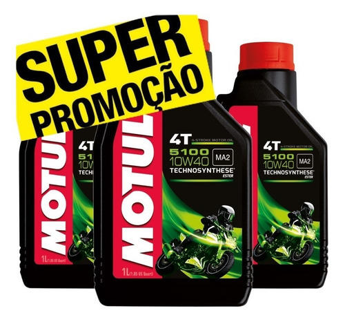 3 Litros Óleo Moto Semi Sintético Motul 5100 10w40