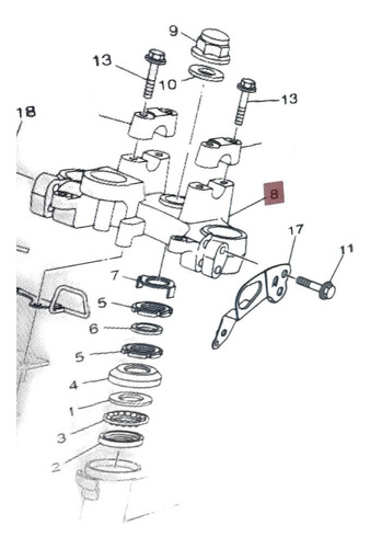 Bases Manubrio Moto Yamaha Xtz 125 2012/2024