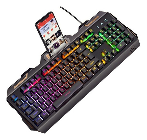 Teclado Mecánico Gamer Para Pc Con Luz Rgb Caja Soporte -v2