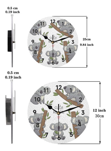 Reloj De Pared De Koala De Dibujos Animados De Mularoka 10 P