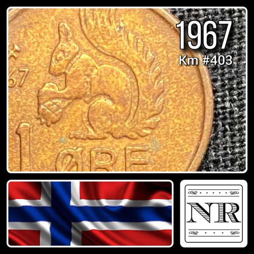 Noruega - 1 Ore - Año 1967 - Km #403 - Ardilla
