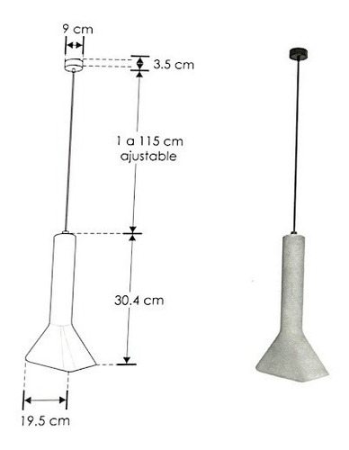 Luminaria Suspender Techo Acabado Concreto Gris 6watts