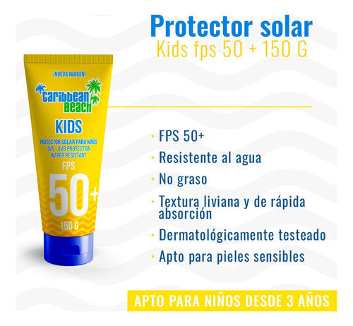 Protector Solar Caribbean Beach Kids Fps 50 + Uva/uvb 150g
