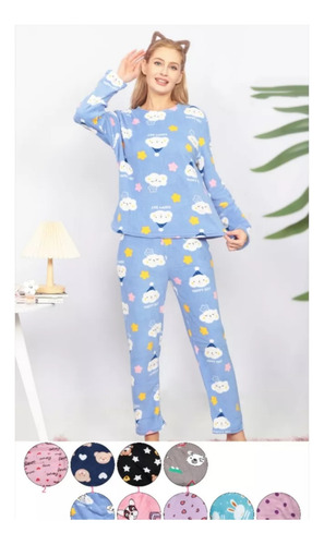12 Pijama Dama Calientita Polar Colores Y Diseños Surtidos