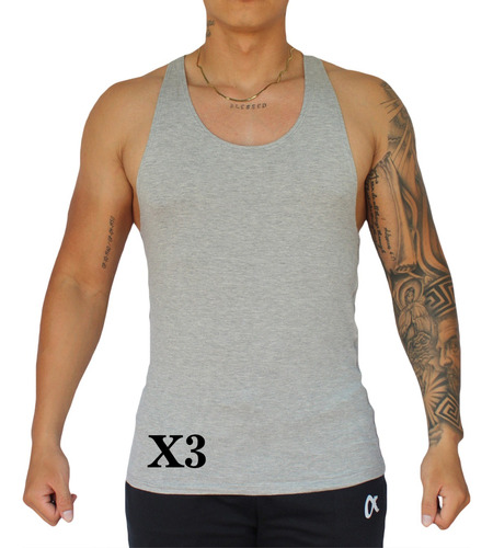 3 Unid Camisetas Esqueleto, Camisilla Hombre Gym Colores Fit