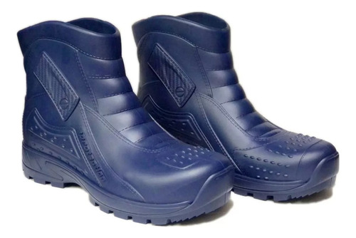 Botas Impermables Moto Pvc Lluvia Azul Con Suela Policia 9x