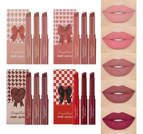 Set De 3 Labiales Cremoso Barra Mate Velvet  Dragon Ranee