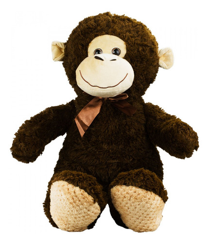 Boneco De Pelúcia Macaco Marrom Com Laço Sentado 77cm