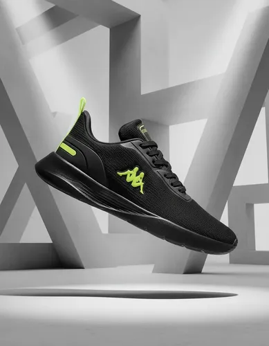 Tenis Kappa Treviso Original Unissex Confortável Academia Preto-amarelo-limão 40 Br