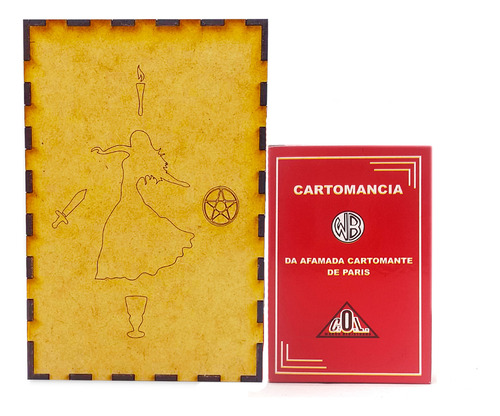 Kit Tarot Lenormand Cartomancia E Porta Tarô Caixa Madeira