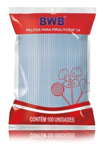 1500 Palito Para Pirulito  Azul  Bwb 14 Cm Médio 