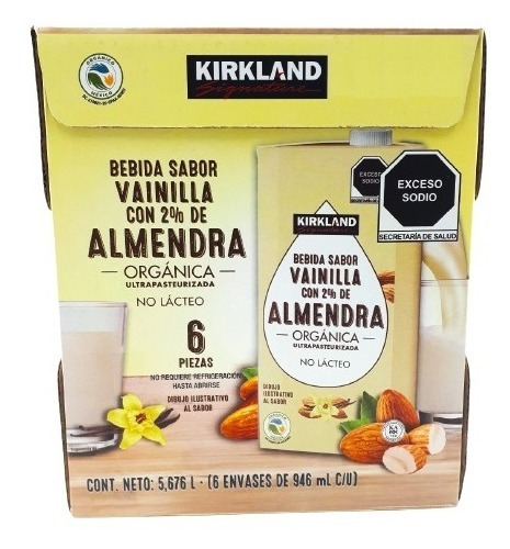 Bebida Almendra Organica Kirkland Vainilla 6pzs Sin Endulzar