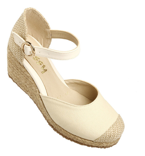 Zapato Dama Alpargata Yossy De 6 Cm Color Beige Comodas. 