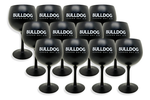 Copa De Vidrio Negra Diseño Bulldog London 500ml Caja X12u