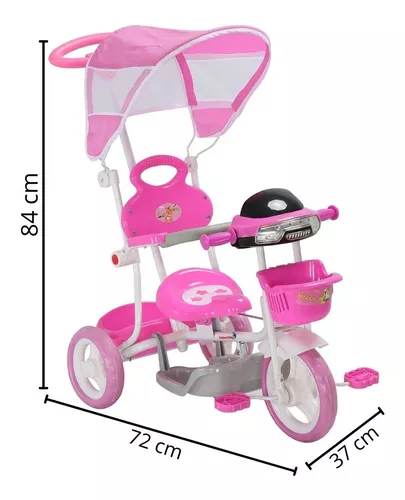 Triciclo Infantil Com Empurrador Motoca Passeio Bebê Rosa