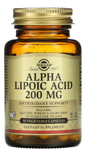 Acido Alfa Lipoico 200mg 50 Capsula Solgar Alpha Lipoic Acid