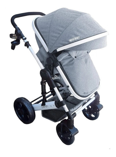 Cochecito de paseo Mega Baby Lanin travel system Convertible Lanin gris/blanco con chasis color blanco