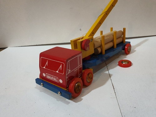 Antiguo Juguete-oferta 324-camion De Madera Grua De 30 Cms.