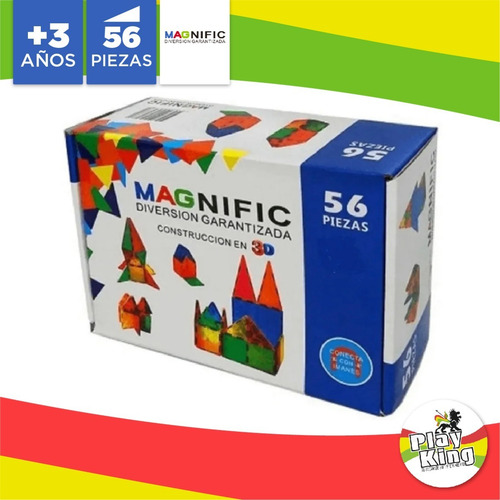 Imagen 6 de 10 de Magnific Bloques Magneticos Con Imanes 56 Piezas Playking