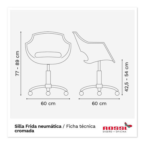 Imagen 3 de 3 de Silla De Escritorio Frida Base Cromada