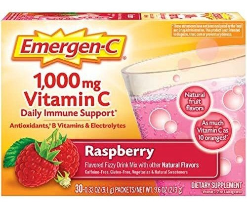 Emergen-c 1000 Mg De Vitamina C Sabor Frambuesa Con 30 Pzas