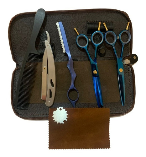 Kit Tijeras Peluquería Barbería Profesional Entresacadora 