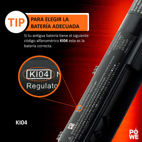 Batería Premium Powe Para Hp Pavilion 14-ab 15-ab 17-ab Ki04 K104 800049-001 Hstnn-lb6v 807957-001 800009-421 Hstnn-lb6s Color Negro 12070