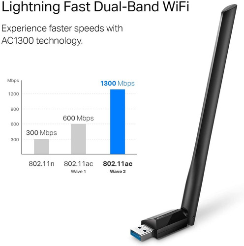 Imagen 3 de 5 de Adaptador Usb Inalámbrico Tp-link Archer T3uplus Dual Ac1300