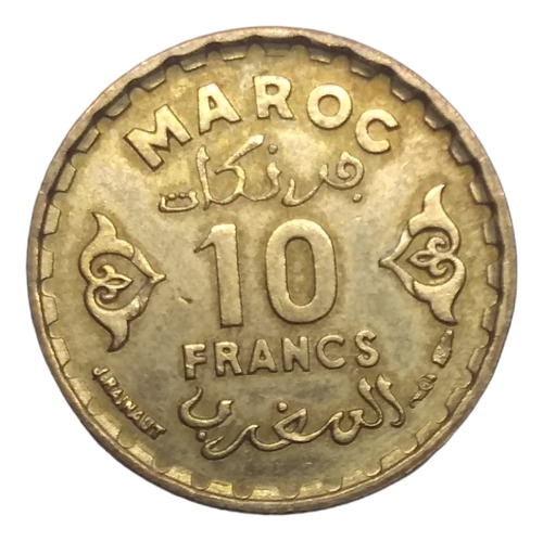 Moneda Marruecos 10 Francos Año 1952 Protectorado Envío $60