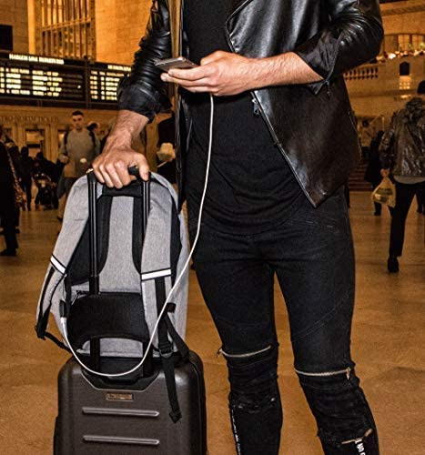 Mochila De Viaje Para Portátil, Bolsa Negra Antirrobo Con Pu