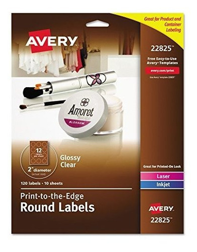 Avery Easy Peel Etiquetas Redondas Transparentes, Transparen