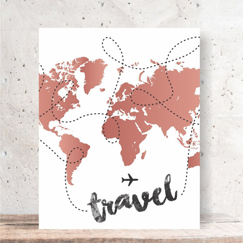 Quadro Decorativo - Viagem Travel Mapa Mundi 35x28 Cm