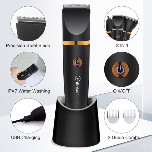 All-in® Barbeador Eletrico Aparador De Pelos Homen 3 Em 1 Shaver Maquina Barbear Cabelo Barba Pelos Do Nariz Com Base
