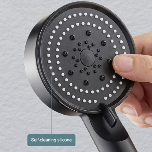 Ducha De Mano Con Manguera 5 Chorros De Agua Negro Mate