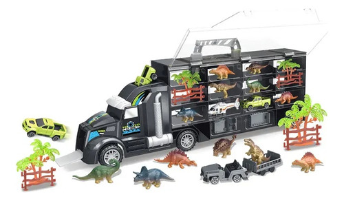 Camión De Plástico Con Dinosaurios Estuche Transportador