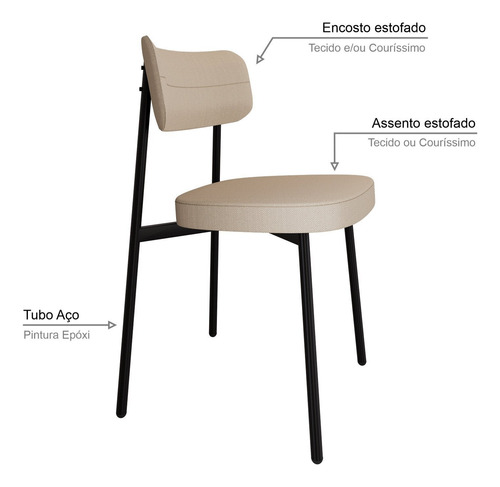 Cadeira Fixa Com 4 Pés 50 X 44,7 X 83,8 Cm Com 6 Wt