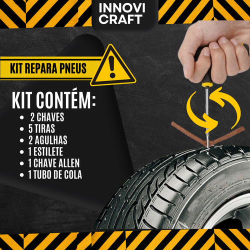 Kit Para Reparo De Pneu Set 12 Peças Innovi Craft