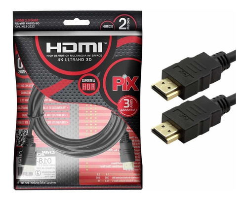 Cabo Hdmi 2 Metros 2.0 4k 19 Pinos Pix 018-2222