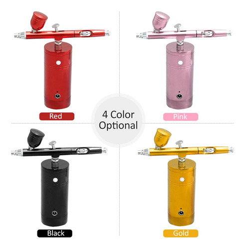 Kit De Aerógrafo Usb Recargable Rosa Compresor Portátil