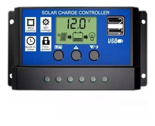 Controlador Carga Painel Solar 30a Usb 12/24v Pwm Usb