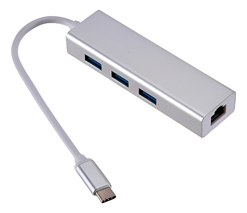 Adaptador Hub 3 Puertos Usb Type C Ethernet Rj45 Y 3 Usb 