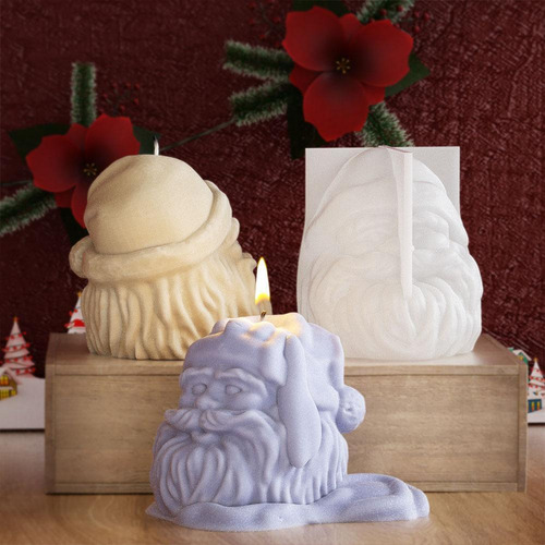 Vela 3d De Papá Noel Con Molde De Silicona Para Árbol De Nav