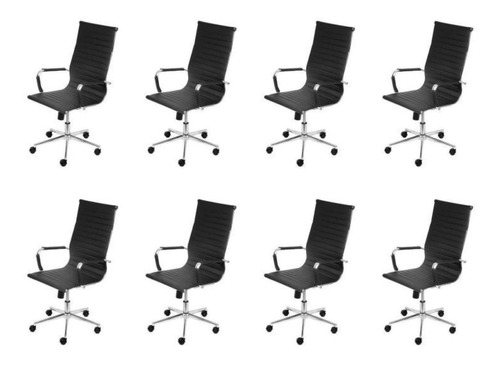 Kit 8 Cadeiras Para Escritório Presidente Esteirinha Com