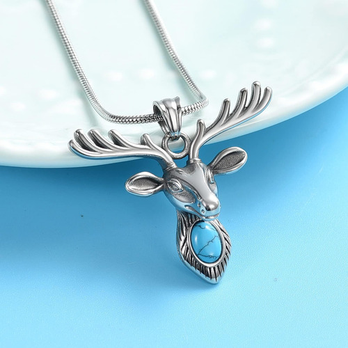 Collar De Urna Con Cabeza De Ciervo Para Cenizas, Joyería De