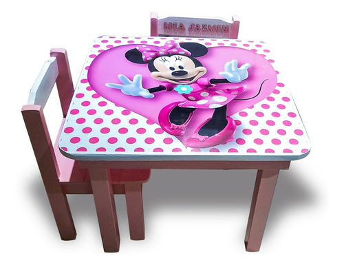 Imagen 8 de 12 de Mesa Y 2 Sillas Para Chicos De Pino Pintadas, Hidrolaqueadas