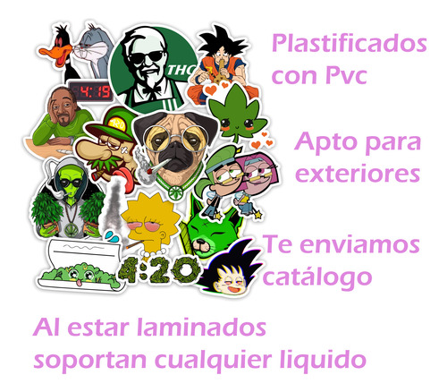 Stickers Marihuana Thc 420 25 Unidades Pvc Plastificados