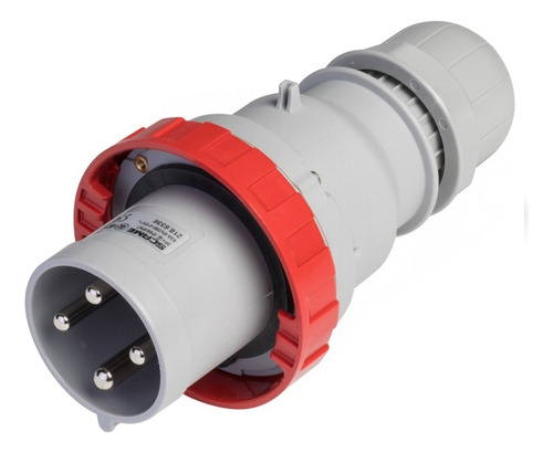 Ficha Industrial Macho 63a 3p+t 6h 380-415v Scame 218.6336 Color Rojo